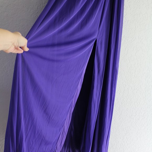 David's Bridal Long One Shoulder Lace Dress sz 18 Regency Purple elegant classy - Picture 6 of 12